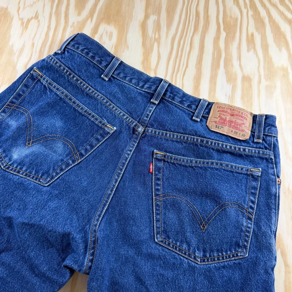 Levis 517 Mens Boot Cut Jeans Blue Denim Medium Wash W38 L30 Cotton